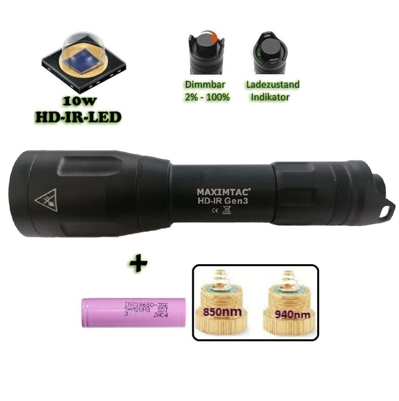 Maximtac HD-IR Gen3 Jagdlampe 850nm/940nm für Nachtsichtgeräte