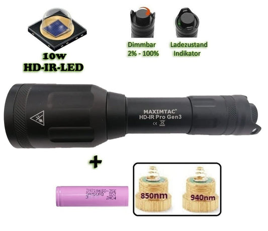 Maximtac HD-IR PRO Gen3 Jagdlampe 850nm/940nm für Nachtsichtgeräte